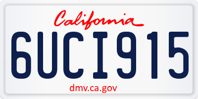 CA license plate 6UCI915