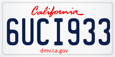 CA license plate 6UCI933