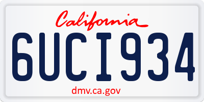 CA license plate 6UCI934