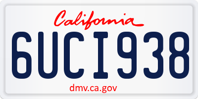 CA license plate 6UCI938