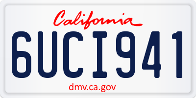 CA license plate 6UCI941