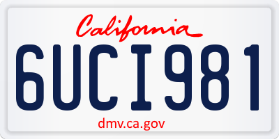 CA license plate 6UCI981