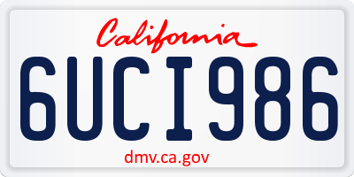 CA license plate 6UCI986