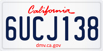 CA license plate 6UCJ138