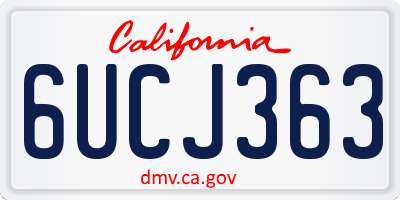 CA license plate 6UCJ363