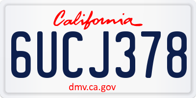 CA license plate 6UCJ378