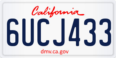 CA license plate 6UCJ433