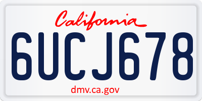 CA license plate 6UCJ678