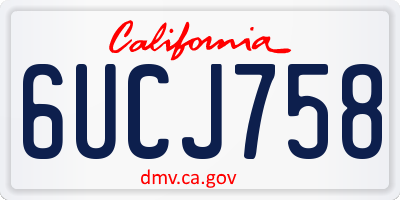 CA license plate 6UCJ758