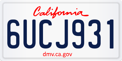 CA license plate 6UCJ931