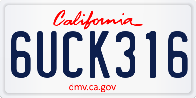 CA license plate 6UCK316