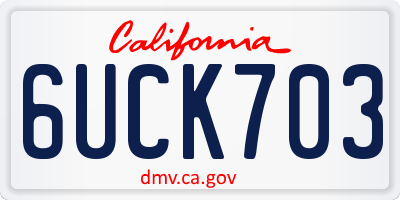 CA license plate 6UCK703