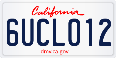 CA license plate 6UCL012