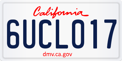CA license plate 6UCL017