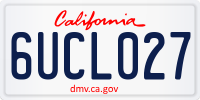 CA license plate 6UCL027