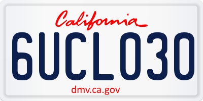 CA license plate 6UCL030