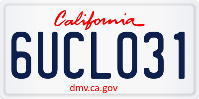 CA license plate 6UCL031