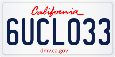CA license plate 6UCL033