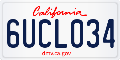 CA license plate 6UCL034