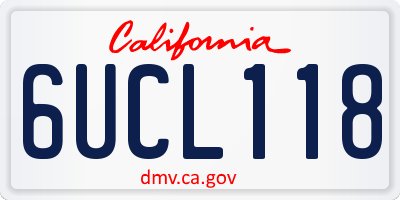 CA license plate 6UCL118