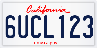 CA license plate 6UCL123