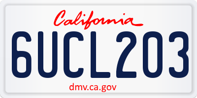 CA license plate 6UCL203
