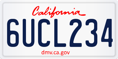 CA license plate 6UCL234
