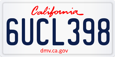 CA license plate 6UCL398