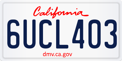 CA license plate 6UCL403