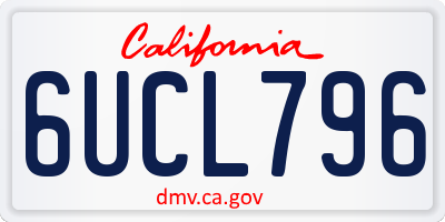 CA license plate 6UCL796