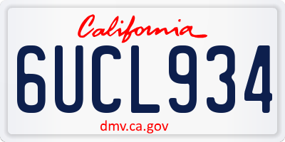 CA license plate 6UCL934