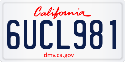 CA license plate 6UCL981