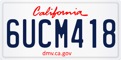 CA license plate 6UCM418