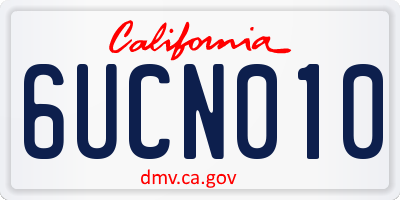 CA license plate 6UCN010