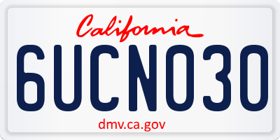 CA license plate 6UCN030