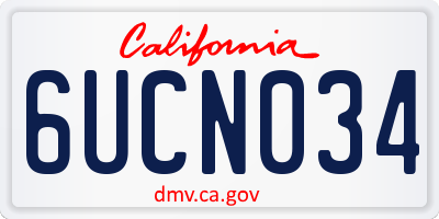 CA license plate 6UCN034