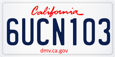CA license plate 6UCN103