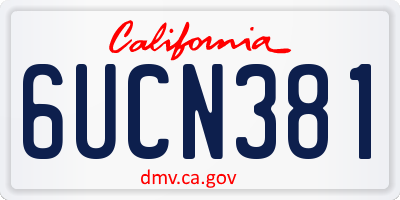CA license plate 6UCN381