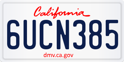 CA license plate 6UCN385