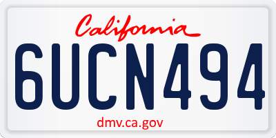 CA license plate 6UCN494