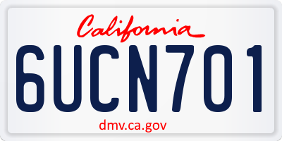 CA license plate 6UCN701
