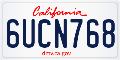 CA license plate 6UCN768