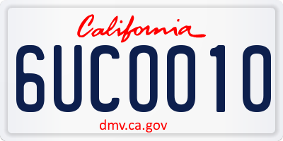 CA license plate 6UCO010