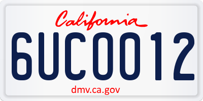 CA license plate 6UCO012