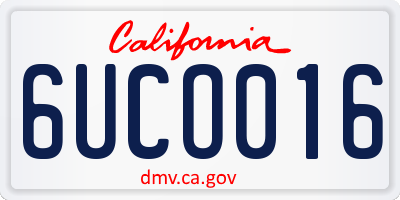 CA license plate 6UCO016