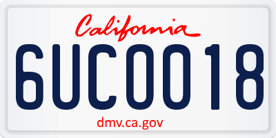 CA license plate 6UCO018