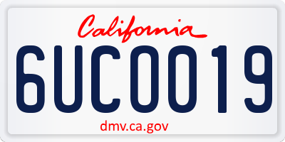 CA license plate 6UCO019