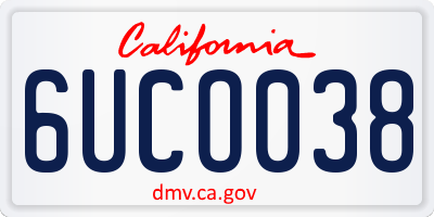CA license plate 6UCO038