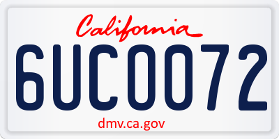 CA license plate 6UCO072