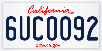 CA license plate 6UCO092